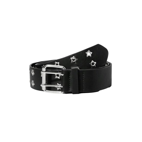 Women's Double Grommet Pu Leather Belt Punk Buckle Waist Belts Black 80🐭 - Picture 1 of 7